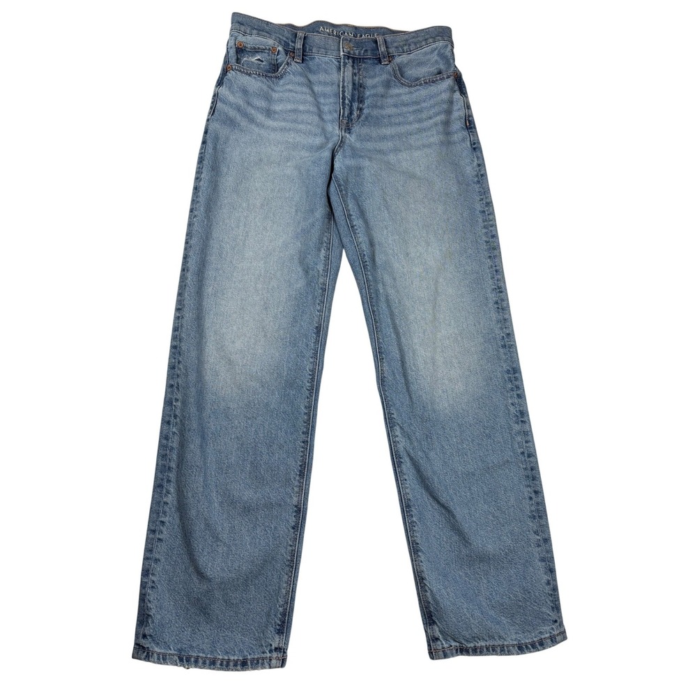 American Eagle Ex-Boyfriend Strigid Light Wash Relaxed Straight Jeans Womens 4R - Picture 3 of 16